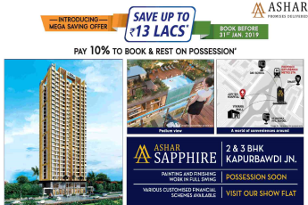 Pay 10% to book and rest on possession at Ashar Sapphire in Mumbai